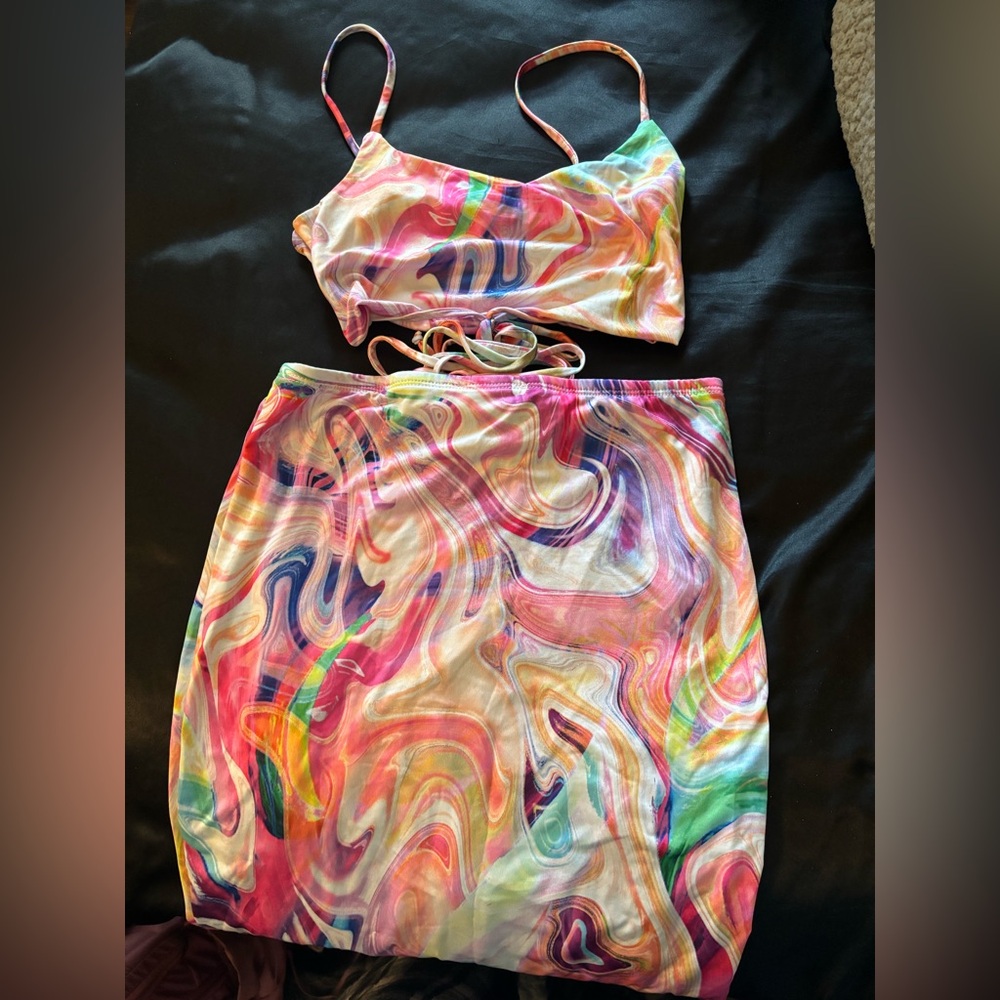 Colorful Small Two Piece Skirt Set